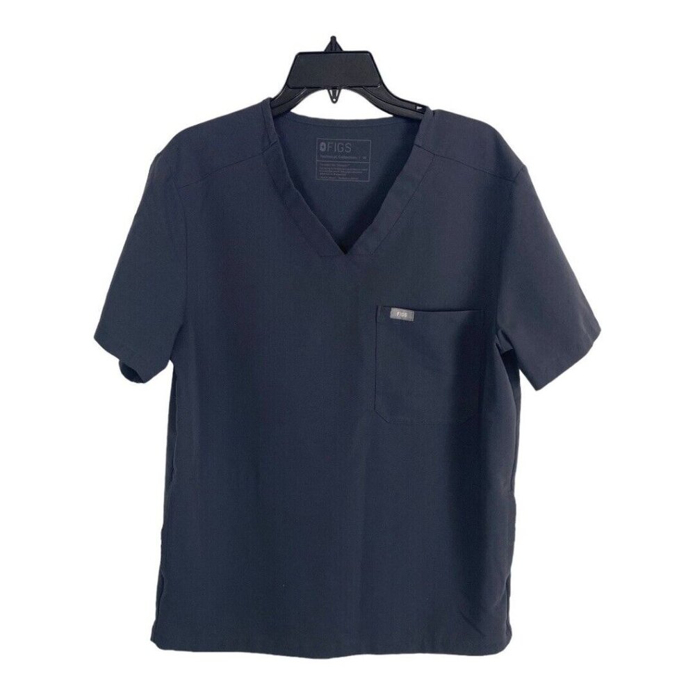 Figs Womens Scrub Shirt Adult Size Medium Gray V Neck Pockets Medical Nurse